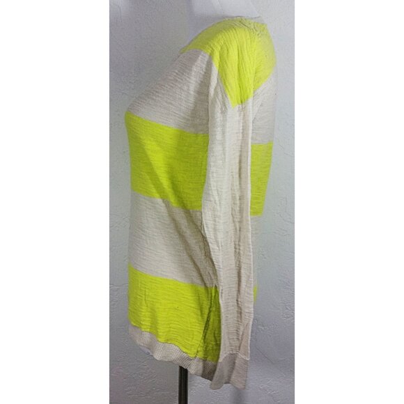 Express Top Small Striped Long Sleeve Multi Color Sheer Neon Scoop Neck - Picture 4 of 6